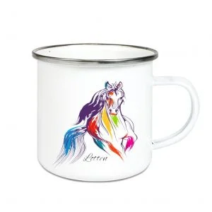 Emaljmugg Color Horse med eget namn