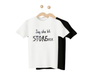 T-shirt med tryck "jag ska bli storebror/storasyster" - en rolig tröja för barn som ska bli syskon