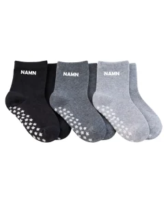 Halkstrumpor med namn gråmix 3-pack