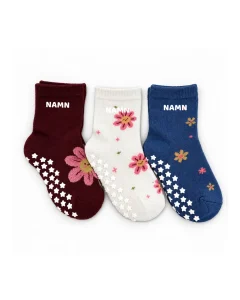 Blommiga sockor med halkskydd