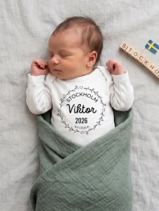 Sovande baby med Stockholmstema